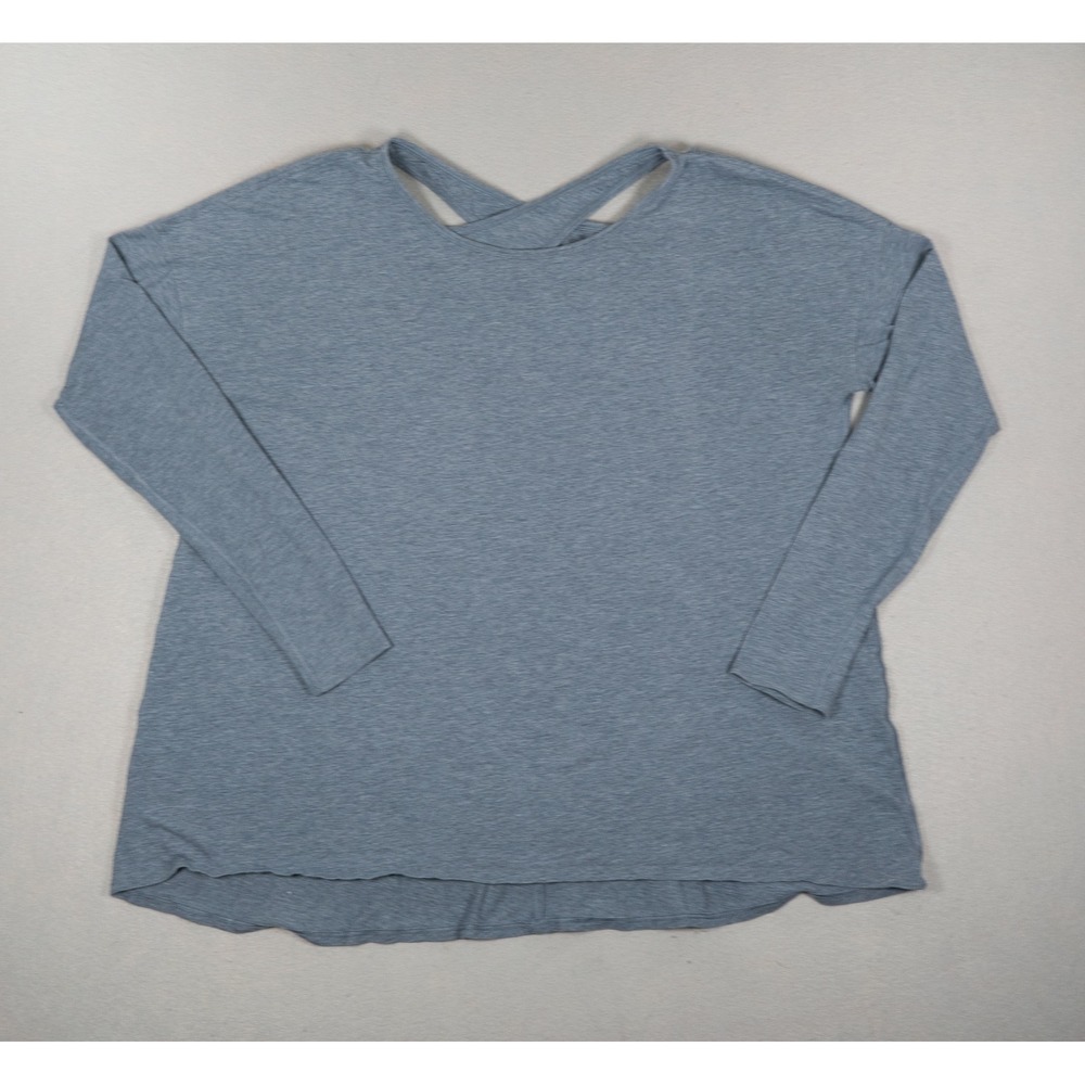 Lululemon Back Into It Long Sleeve Shirt Heathered Blue Relaxed Fit Top - Picture 2 of 8